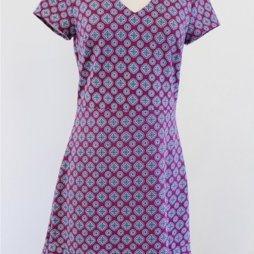 Banana Republic Flounce Hem Geometric Purple Dress